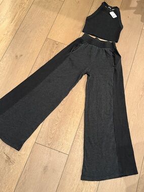 Free People Black Ribbed Crop Tank Top